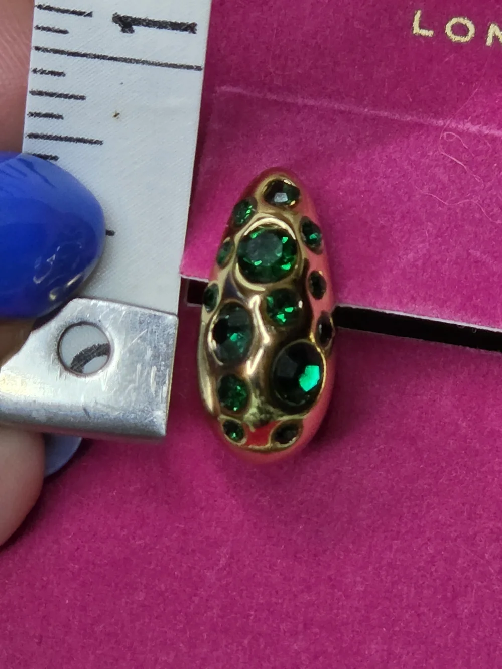 Kurt Geiger Gold Huggie Hoop Earrings with Green Stones